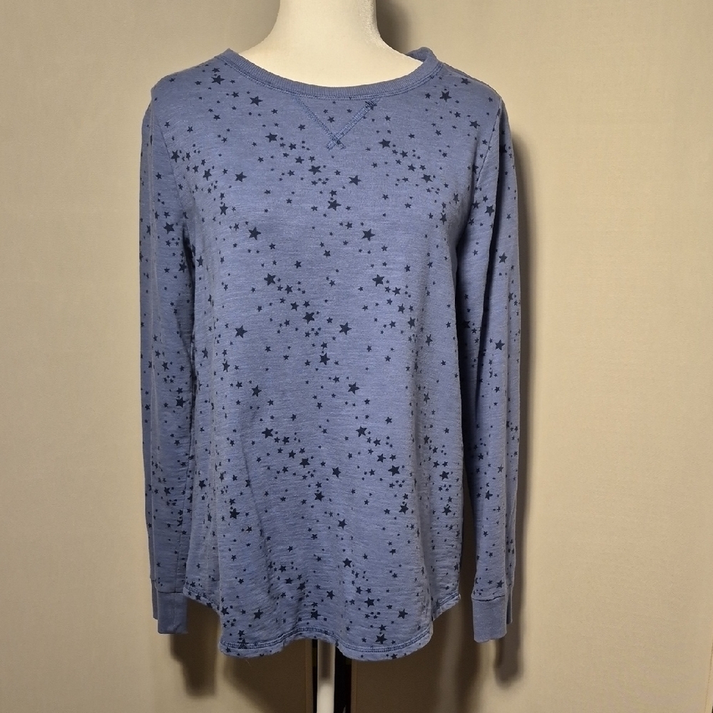 Sonoma Blue Star Print Long Sleeve Casual Top - Sz. M